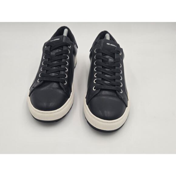 Karl Lagerfeld Paris Logo Leather Sneakers Black Mens 10 - Picture 6 of 9